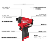 Milwaukee M12 FUEL™ 1/4" Hex Impact Driver Bare Tool - 3453-20