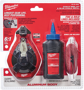 Milwaukee 100 ft. Aluminum Chalk Reel Kit with Blue Chalk and Bonus Line - 48-22-3993