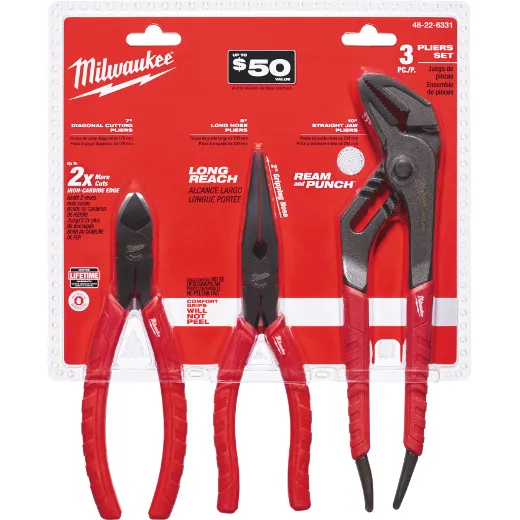 Milwaukee Comfort Grip Pliers Kit - 3 PC (48-22-6331)