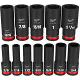 Milwaukee 12PCSHOCKWAVE Impact Duty™ 1/2" Drive SAE Deep 6 Point Socket Set