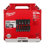 Milwaukee 12PCSHOCKWAVE Impact Duty™ 1/2" Drive SAE Deep 6 Point Socket Set