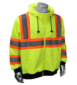 Class 3 Hooded Zipper Sweatshirt X-Back - High-Viz Sweater